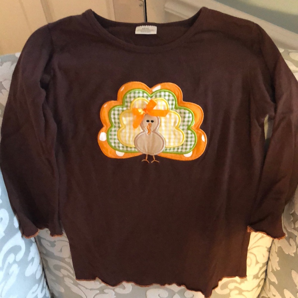 Holiday Thanksgiving 3/4 sleeve Turkey Shirt sz 8/10